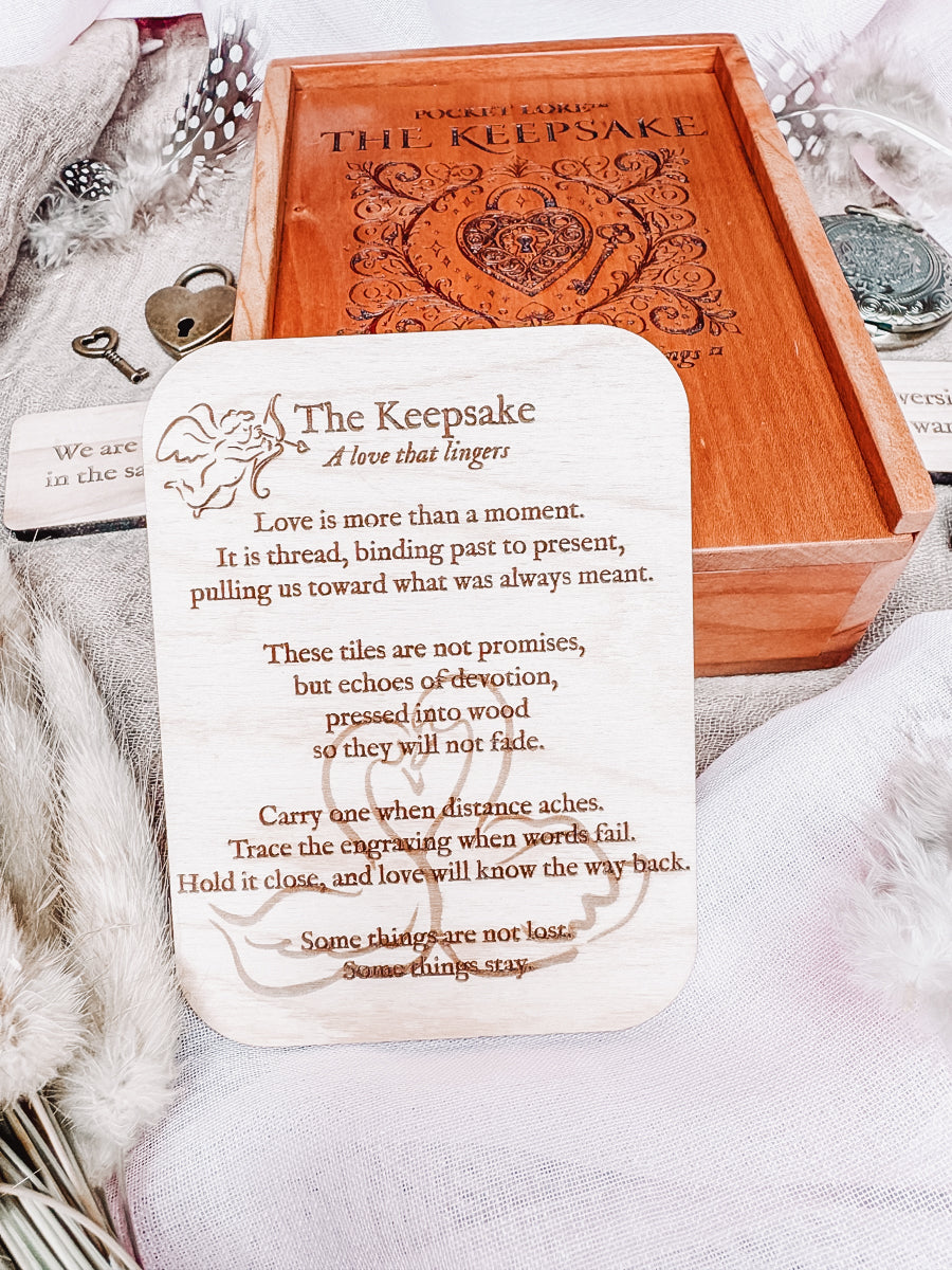 The Keepsake – Romance Tile Box (Personalized) | A handcrafted cherry box filled with 20 engraved expressions of love
