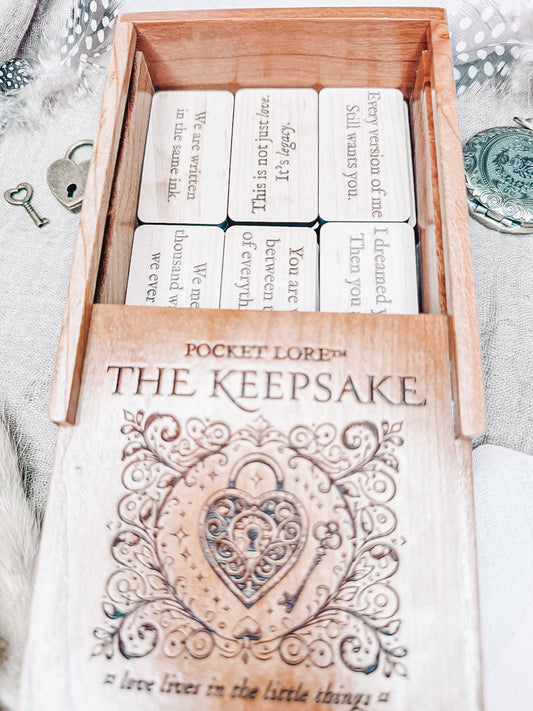 The Keepsake – Romance Tile Box (Personalized) | A handcrafted cherry box filled with 20 engraved expressions of love