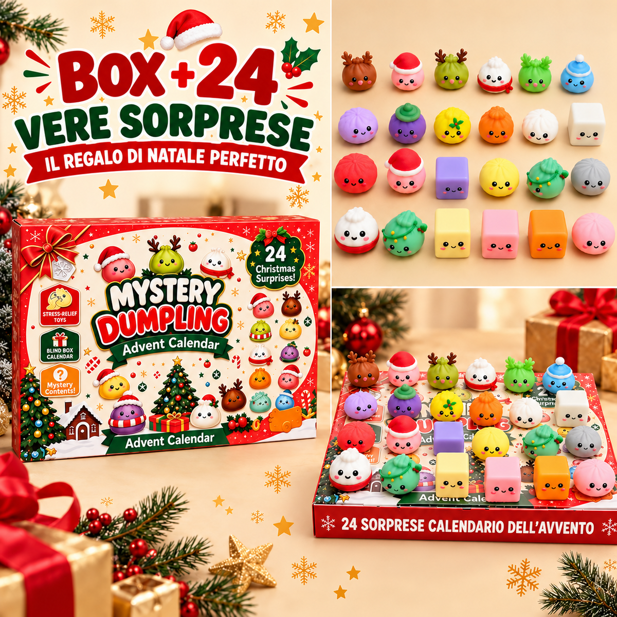 Calendario dell’Avvento Mystery Dumpling – 24 Squishy a Sorpresa