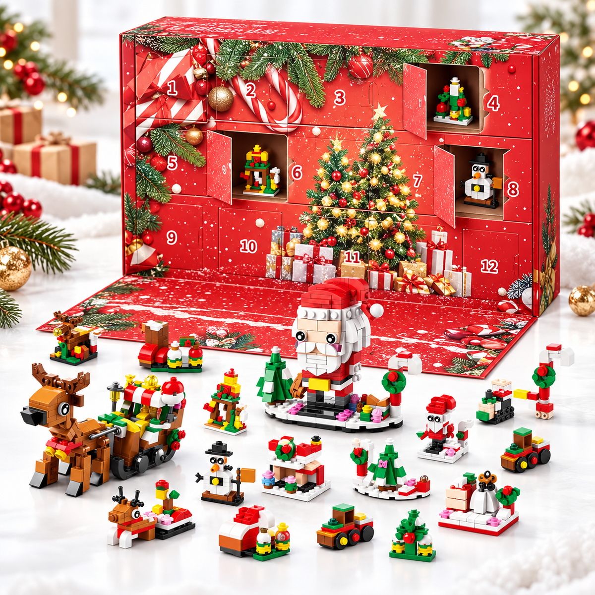 Calendario de Adviento de Bloques de Construcción Navideño