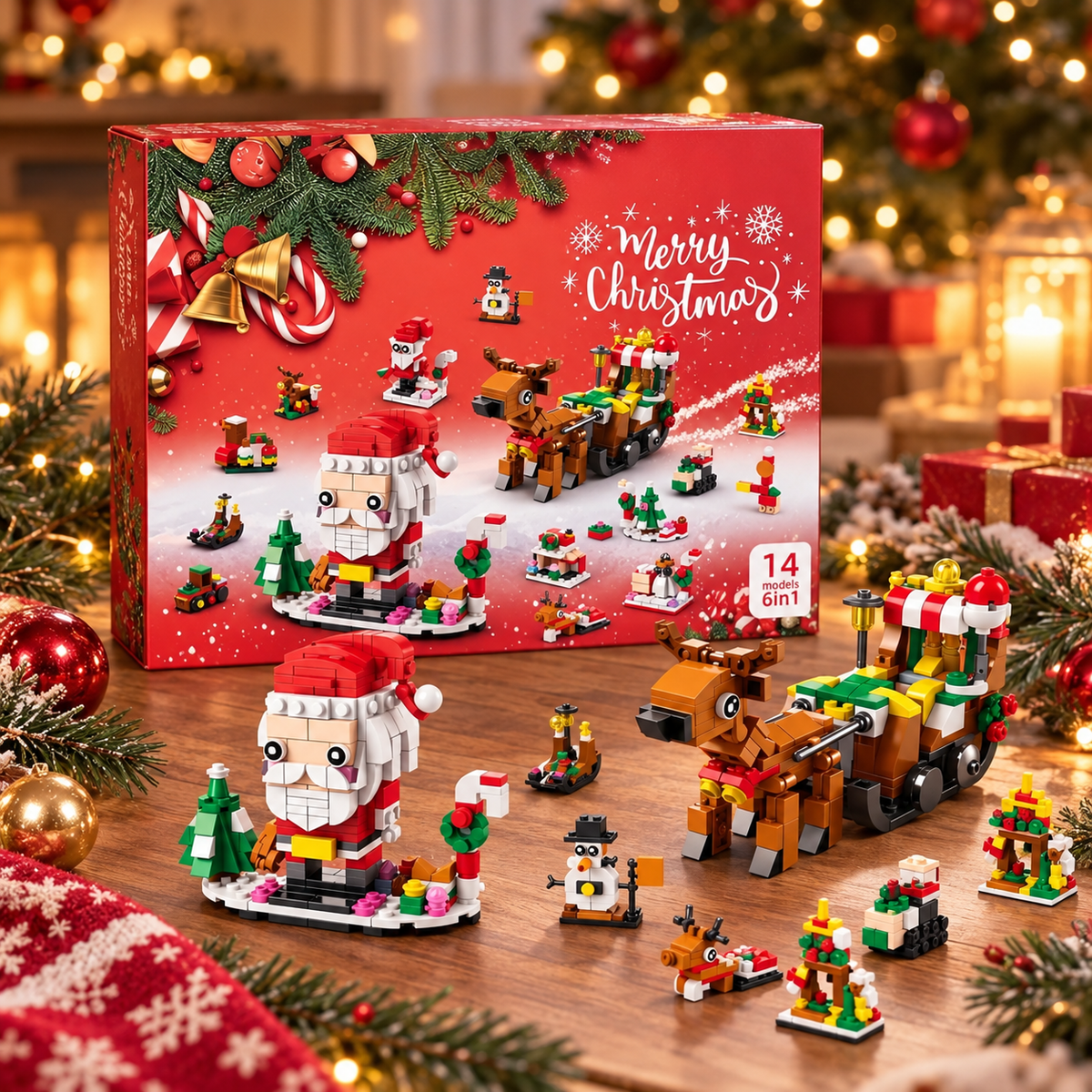 Calendario de Adviento de Bloques de Construcción Navideño